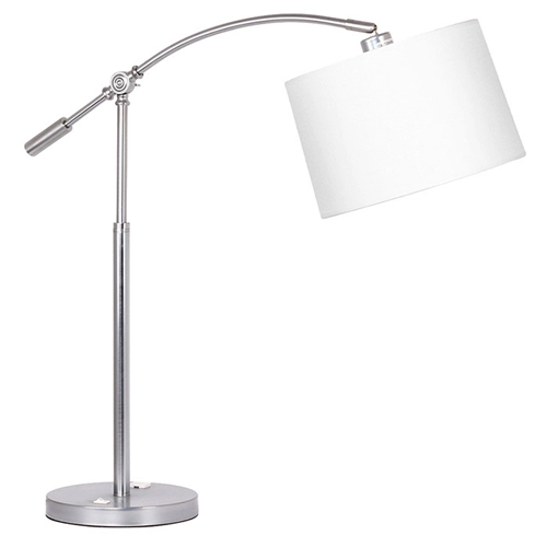 Regulowana lampa stołowa z chromowanym łukiem z wylotem