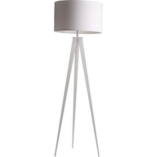 Nowoczesna biała metalowa lampa podłogowa ze statywem