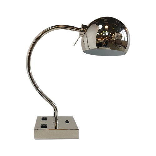 Nowoczesna lampa biurkowa z polerowanego chromu z wylotami