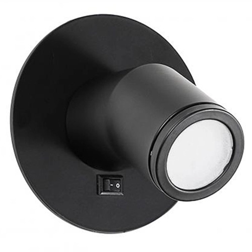 Czarna okrągła mini lampka LED do czytania z wyłącznikiem