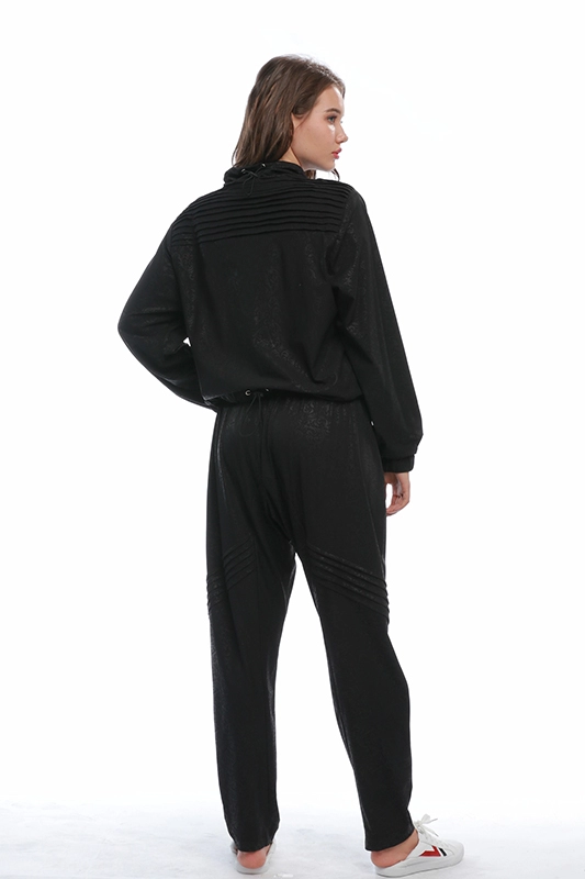Casual Stylowa czarna kwiecista powłoka Drukarnie damskie bluzy i spodnie dresowe Zestaw joggerów