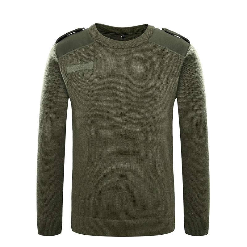 Wojskowy sweter z wełny O neck zielony sweter męski