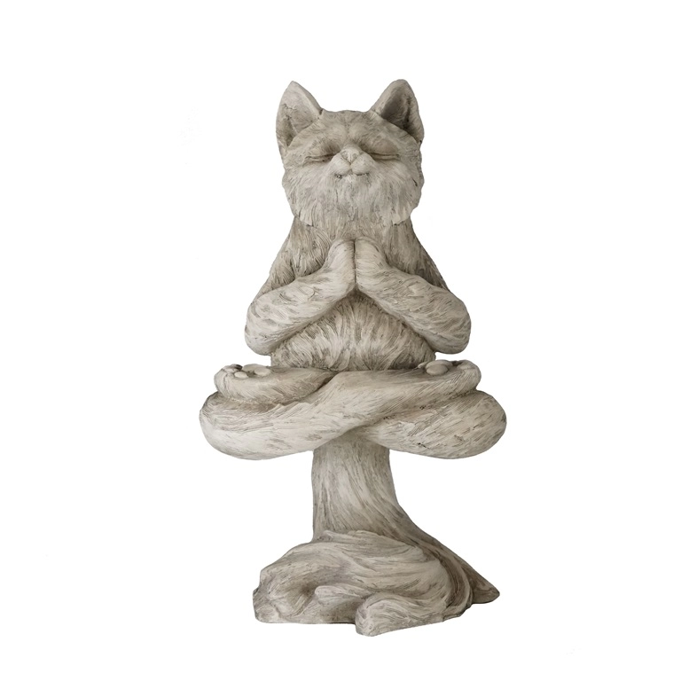 Lewitująca figurka ogrodowa kota jogi MGO