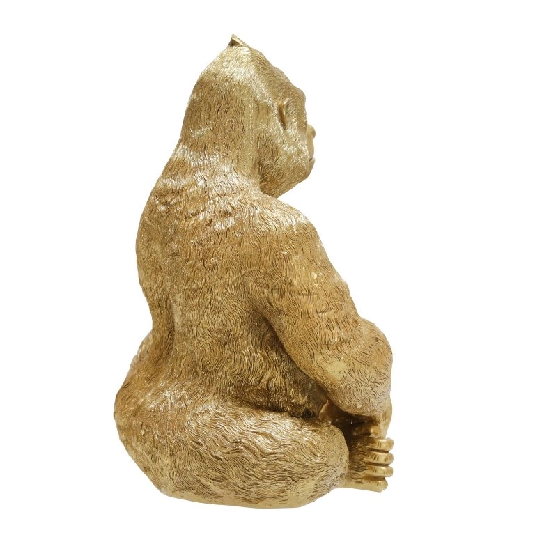 Żywiczna figurka złotego siedzącego goryla