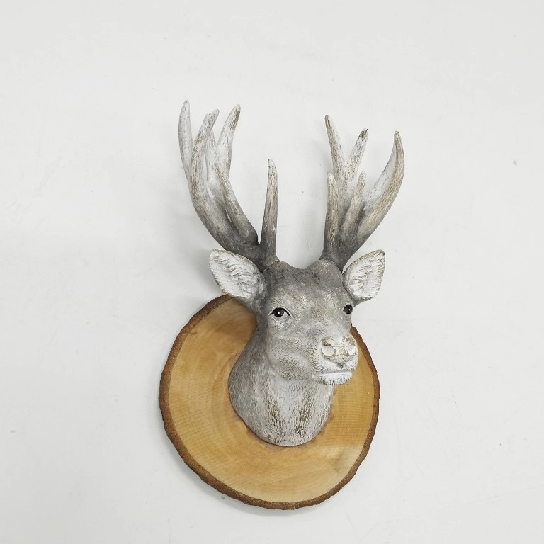 Żywica Faux Deer Head naścienna z drewnianą umywalką