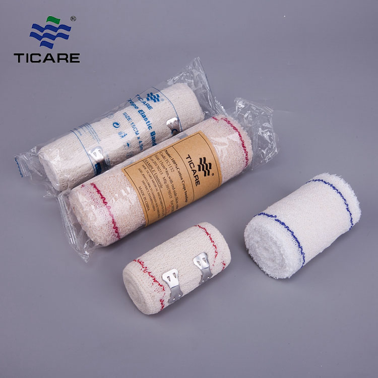 Medyczny bandaż elastyczny z krepy w kolorze natury z klipsem
