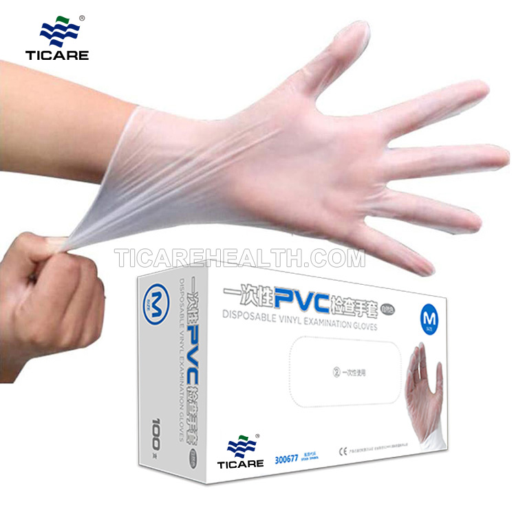 Jednorazowe, białe rękawice ochronne winylowe do badań z PCV