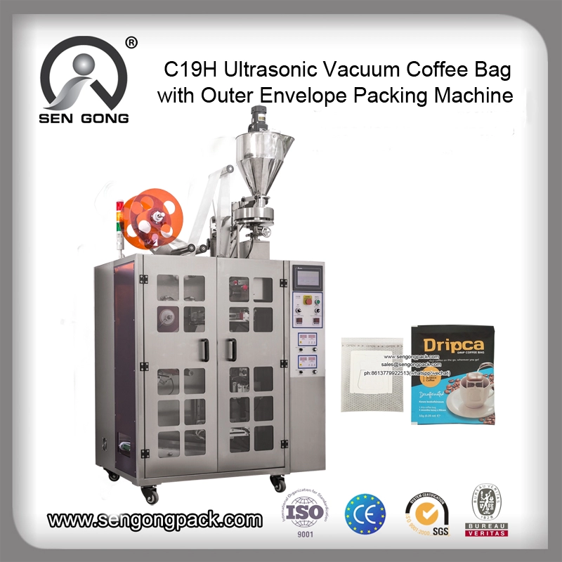 Ultradźwiękowa maszyna pakująca w worki kroplowe C19H do kawy z Kolumbii Armenii z kopertą zewnętrzną