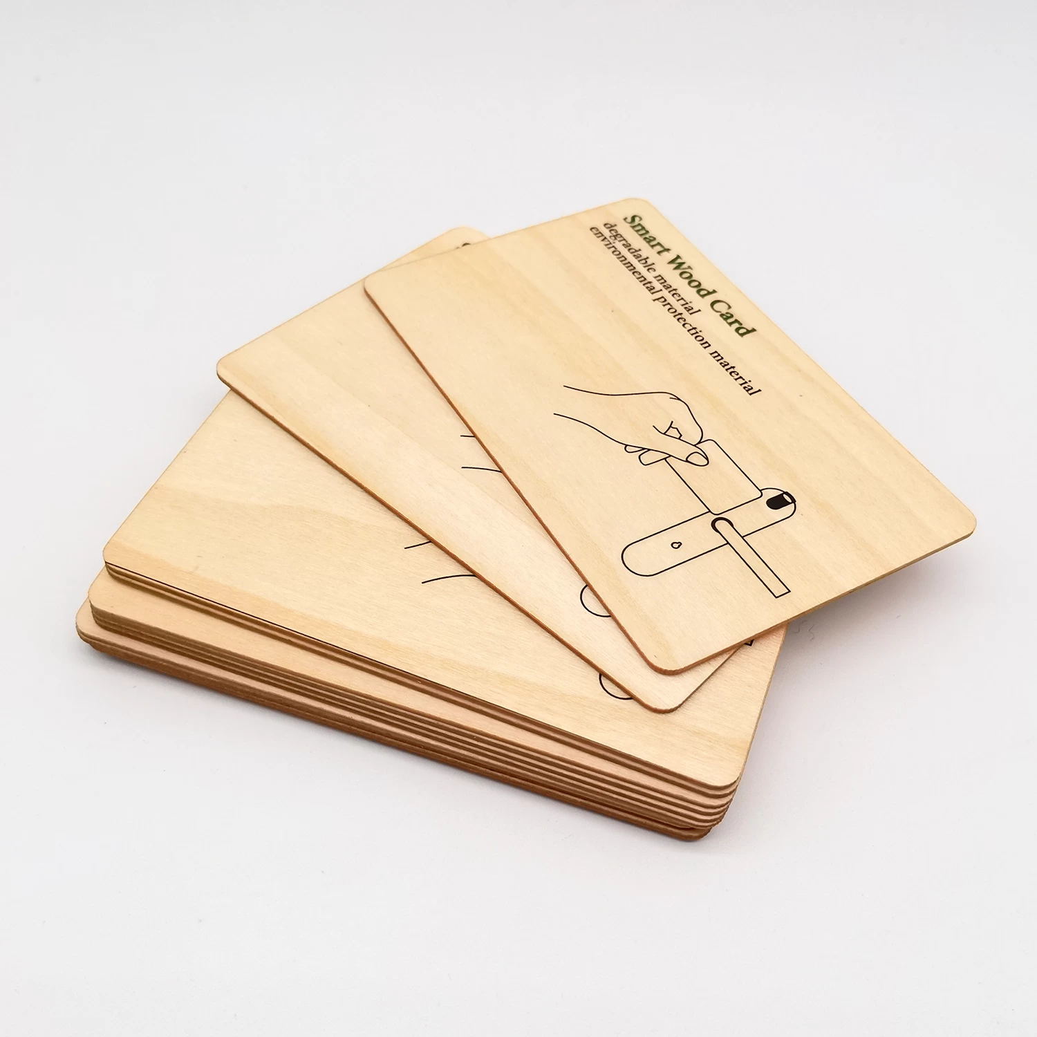 Programowalne wizytówki z drewna bambusowego RFID ISO14443A Inteligentna drewniana karta NTAG 213 NFC