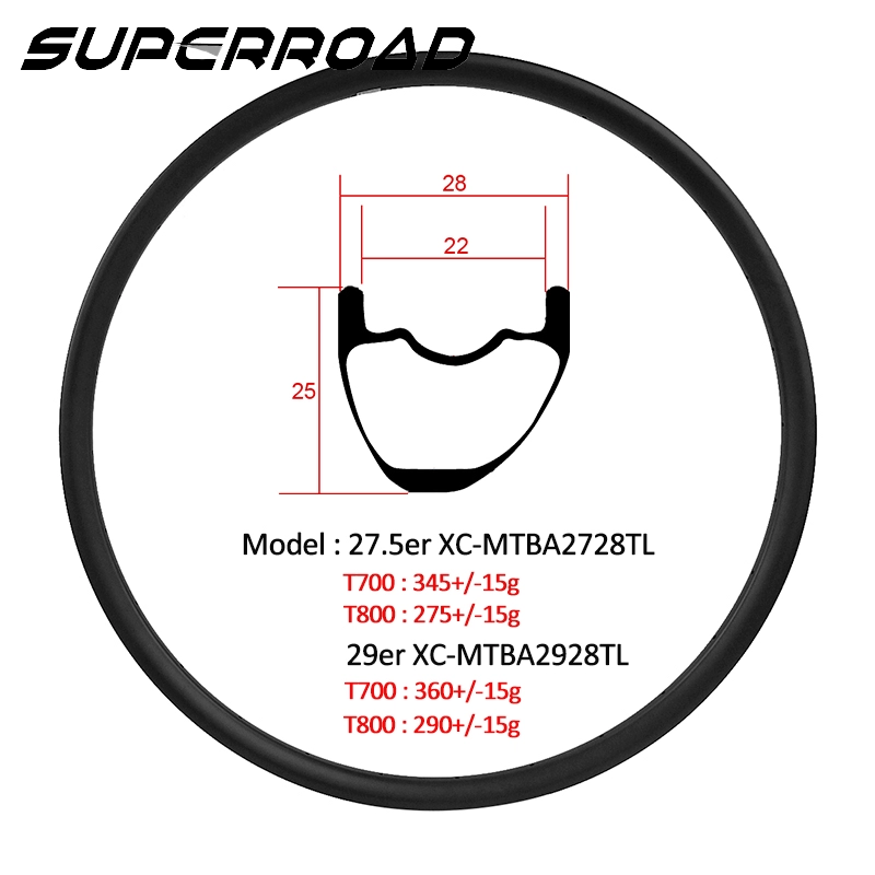 Superroad XC 29er 650B Asymetryczne felgi karbonowe Asymetryczna obręcz MTB