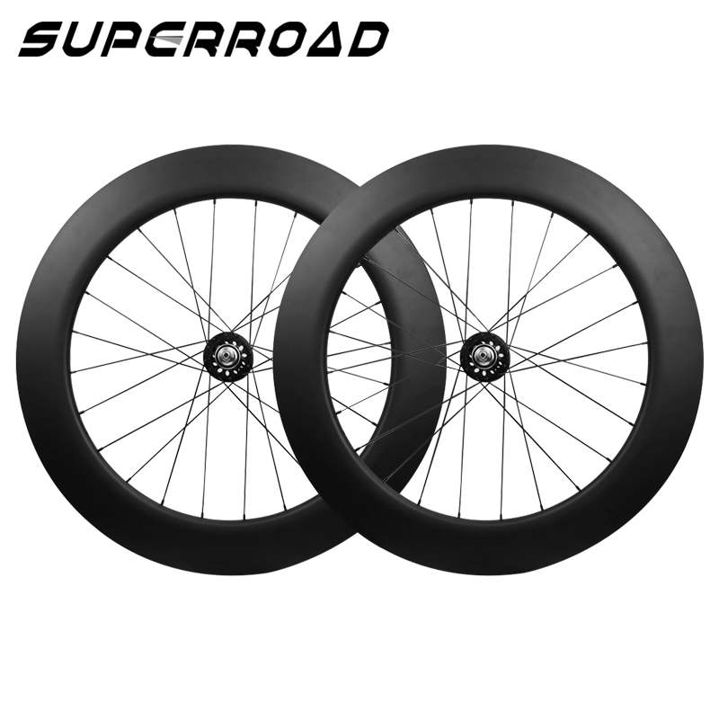 Zestaw kół do roweru gąsienicowego Superroad 80 mm z włókna węglowego o pojedynczej prędkości