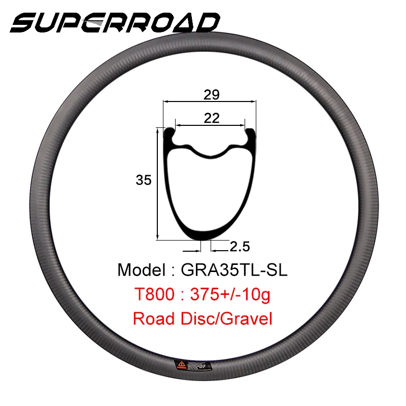 Obręcze kół Superroad 35 mm przystosowane do zastosowania bezdętkowego z hamulcami tarczowymi i matowym wykończeniem UD