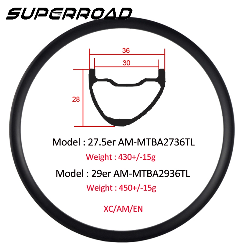 Najsilniejsze asymetryczne felgi MTB Enduro z włókna węglowego 36 mm 27,5/29er
