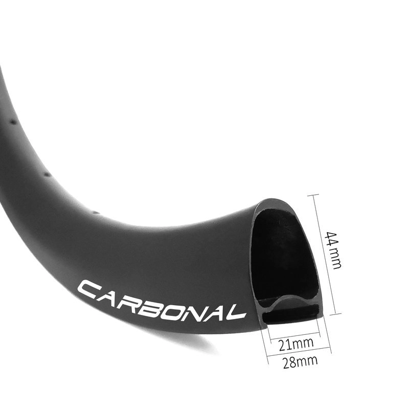 Obręcze rowerowe szosowe 700C, szerokość 21 mm i głębokość 44 mm, symetryczny hamulec tarczowy Clincher