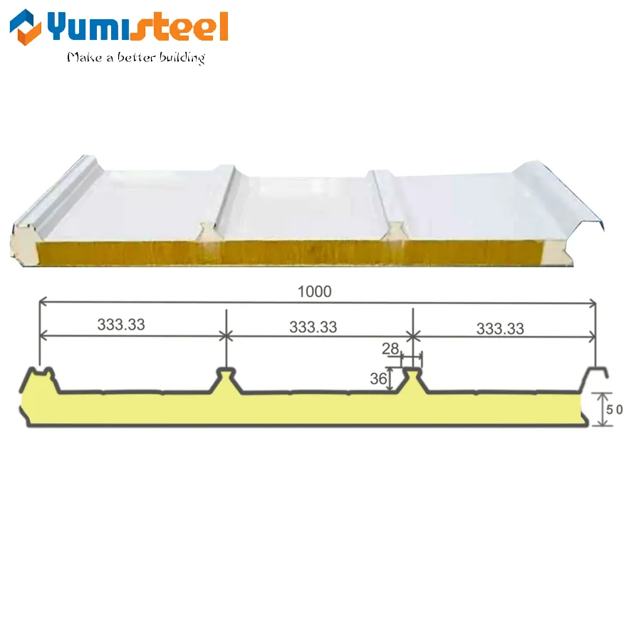 Wielofunkcyjne płyty warstwowe dachowe o grubości 50 mm z 4 żebrami do rozwiązań fotowoltaicznych