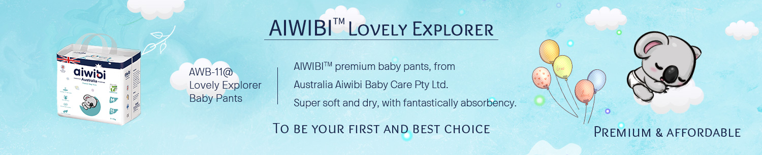 Jednorazowe, oddychające spodnie dziecięce AIWIBI w kształcie Q z super miękką, wytłoczoną perłową warstwą wierzchnią