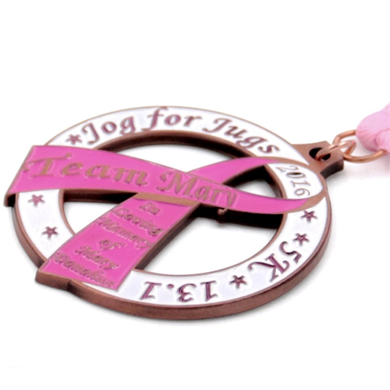 Medal 5k z różową wstążką z wycięciem na zamówienie producenta
