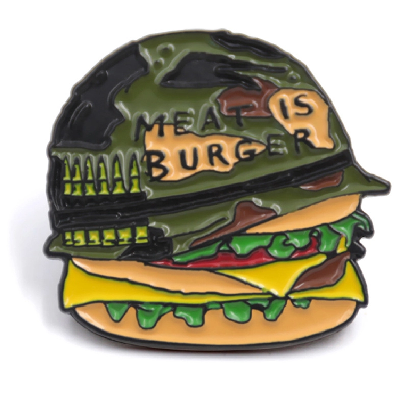 Producent niestandardową przypinkę do klapy burgera z miękkiej emalii