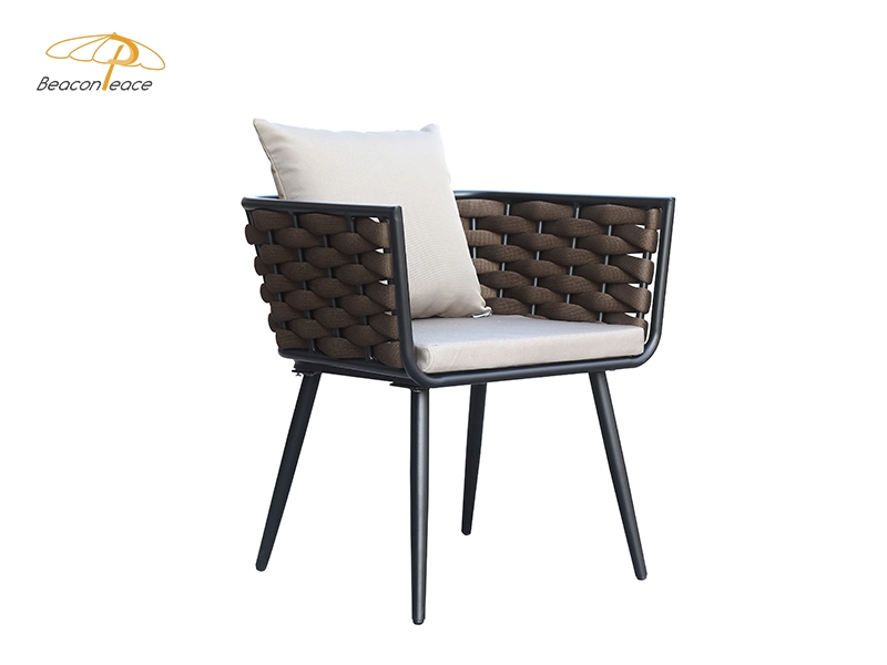 Krzesło tkackie z liny ogrodowej Aluminiowe meble ogrodowe do jadalni